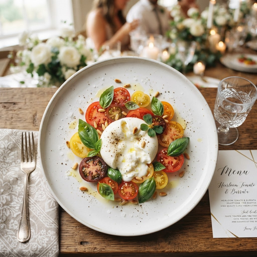 Foto von Burrata mit Ochsenherztomaten